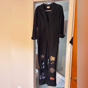 Roark Black Layover Jumpsuit with Floral Accents